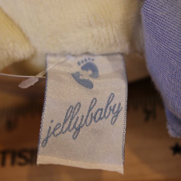 Jellycat Jelly baby pj puppy in blue NWT holding a baby bear ex cond - Picture 7 of 7